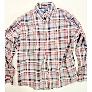 Lands End Mens Dress Shirt Plaid Long Sleeve Button Down  Size Large